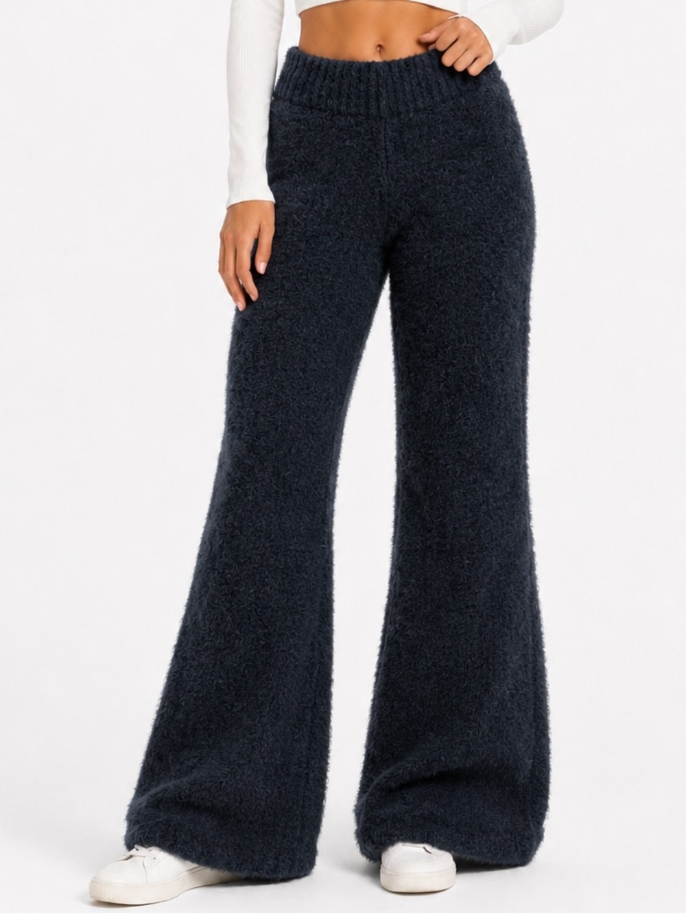 SKIMS Cozy Knit fuzzy teddy wide leg lounge pants black Large/x-Large